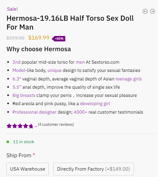 SexTorso Review Hermosa Sex Doll