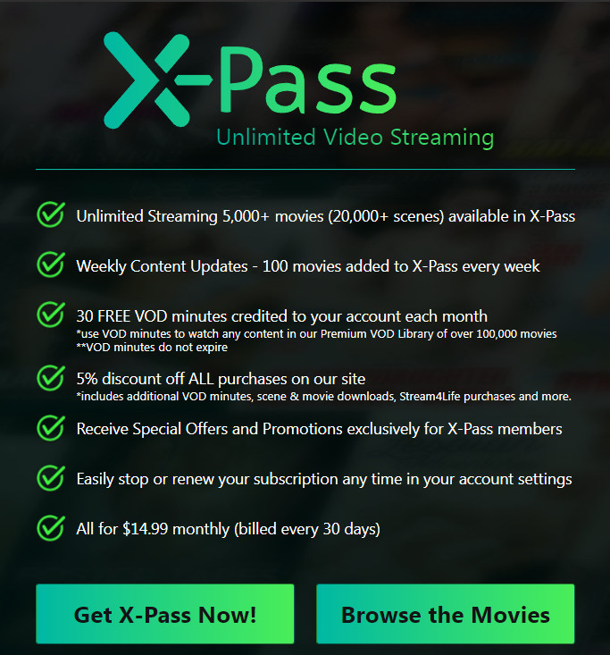 AEBN all you can watch porn with Xpass!